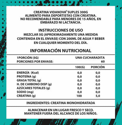 Creatina Monohidratada Micronizada 300g – 200 Mesh | Vidanova