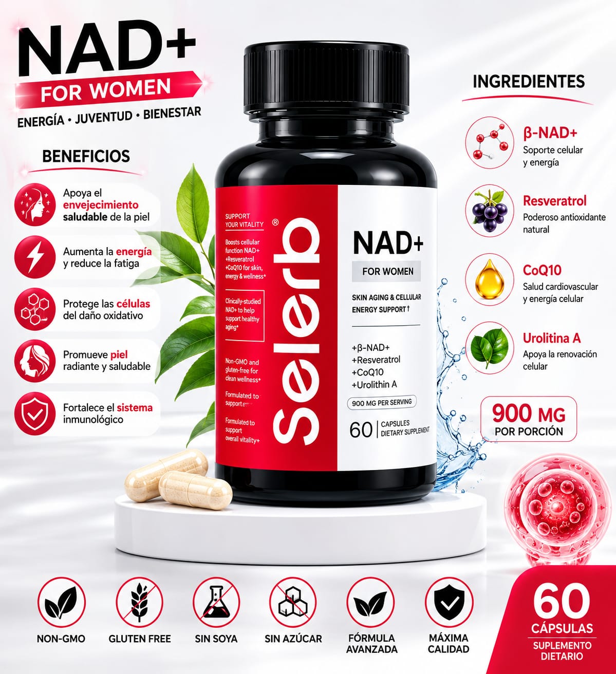 SELERB NAD+ For Women - 60 Cápsulas