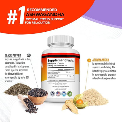 Ashwagandha Extract 1950mg – 60 Cápsulas
